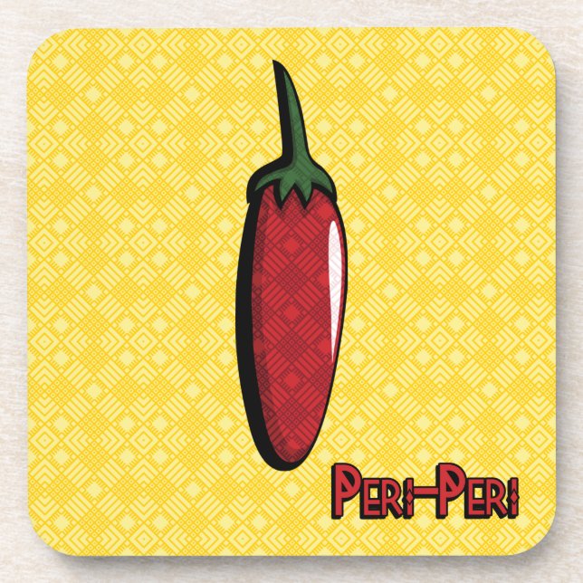 Peri-Peri Chilli Pepper Plastic Coaster (Front)