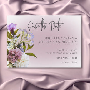 Peri White Mauve Floral Modern Wedding Save The Date