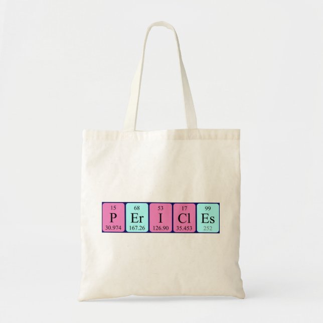 Pericles periodic table name tote bag (Front)
