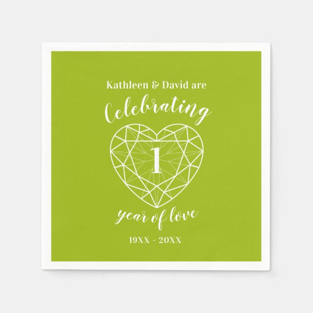 Peridot 1st anniversary 1 year of love napkins (Front)