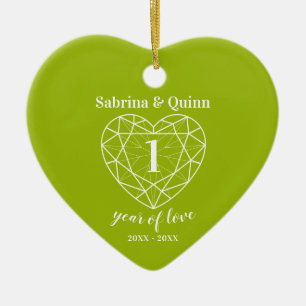 Peridot 1st wedding anniversary green photo ceramic tree decoration