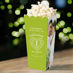 Peridot 1st wedding anniversary green two photos favour box