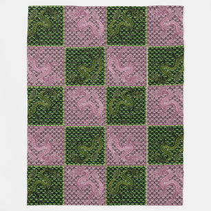 Peridot and Rose Quartz Dragons Fleece Blanket