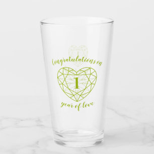 Peridot anniversary 1 year of love custom message glass