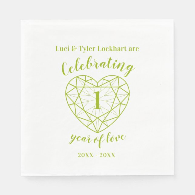 Peridot anniversary 1 year of love green napkins (Front)