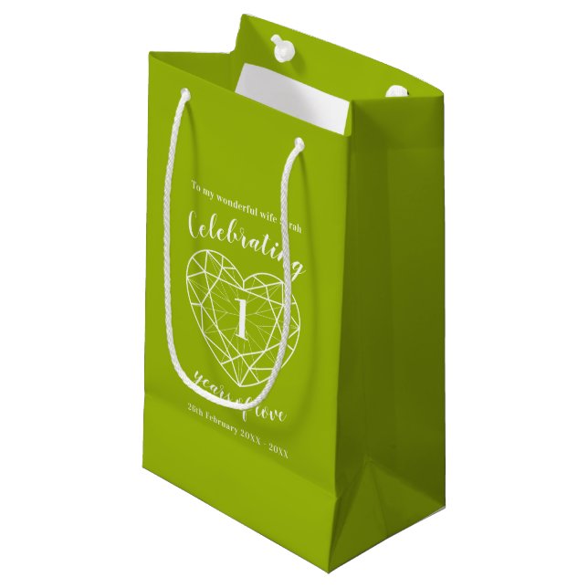 Peridot Anniversary 1 year of love wife gift bag (Front Angled)
