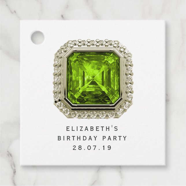 Peridot August Birthstone Favour Tags (Front)