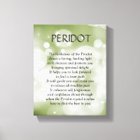 Peridot birthstone - August poem art canvas