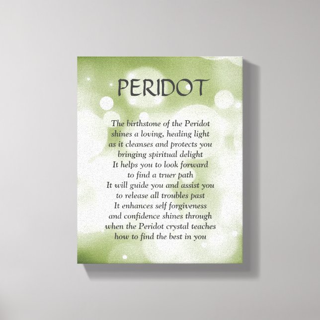 Peridot birthstone - August poem art canvas (Front)