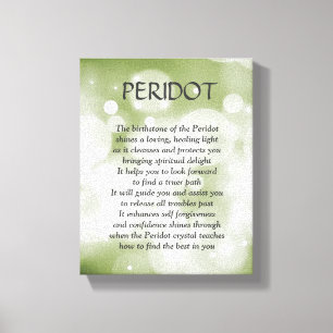 Peridot birthstone - August poem art canvas Print
