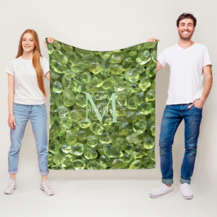 Peridot Birthstone Monogram Personalised Name Fleece Blanket
