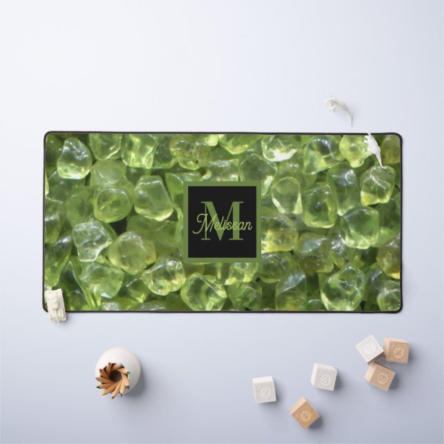 Peridot Birthstone Monogram Personalized Name Desk Mat (Kids Table)