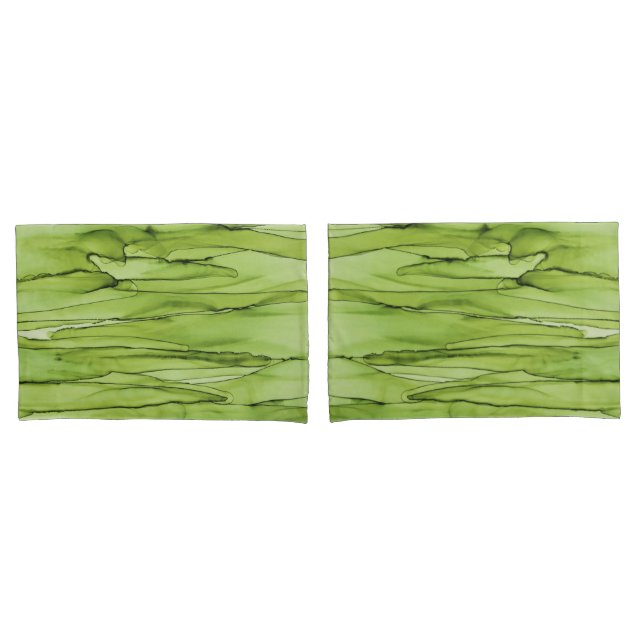 Peridot Green Abstract Art Pillowcase (Front-Set)