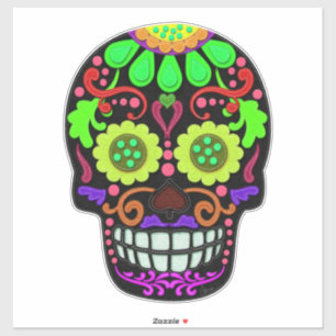 Peridot Green and Black Colourful Sugar Skull