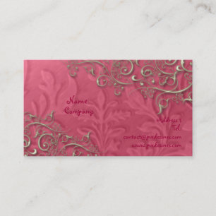 Peridot  raspberry + rustic silver swirls business card