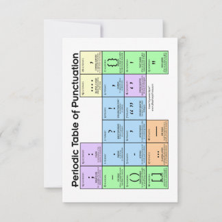 Period Table of Punctuation Cards