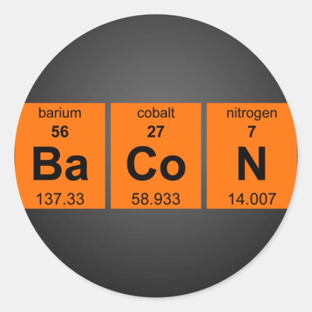 Periodic BaCoN Stickers $9.95 (20 pack) (Front)