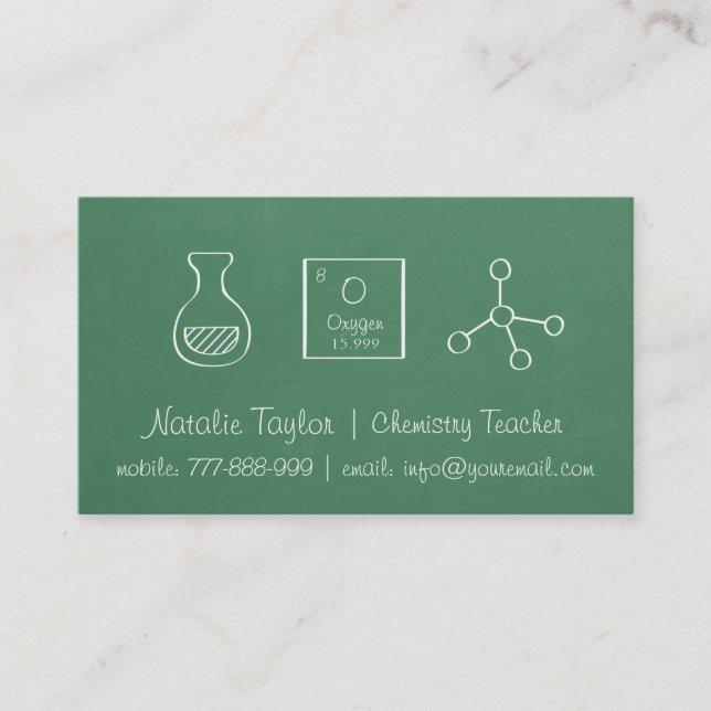 Periodic Chemistry Science Teacher Business Cards (Front)