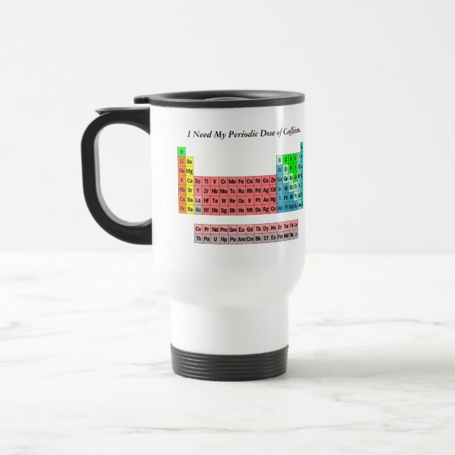 Periodic Dose of Caffeine- Periodic Table Travel Mug (Left)