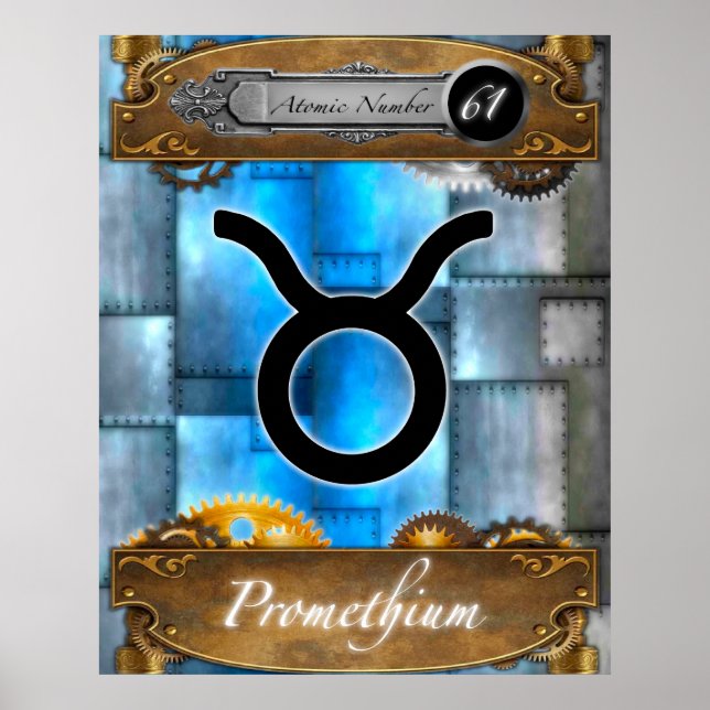 Periodic Element Promethium Atomic #61 Poster  (Front)