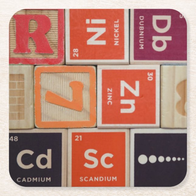 Periodic Elements Zinc Science Square Paper Coaster (Front)