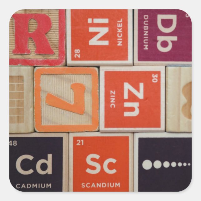 Periodic Elements Zinc Science Square Sticker (Front)