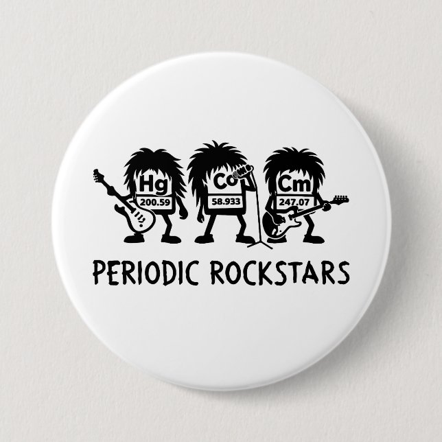 Periodic Rockstars Chemistry Humor 7.5 Cm Round Badge (Front)