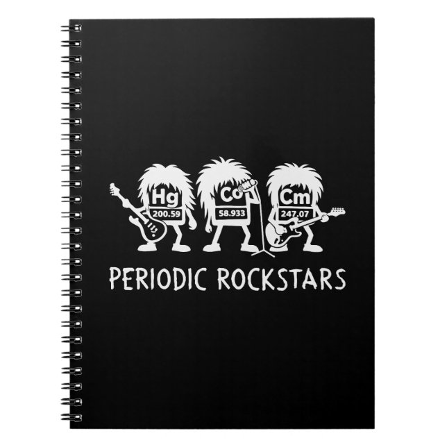 Periodic Rockstars Chemistry Humor Notebook (Front)