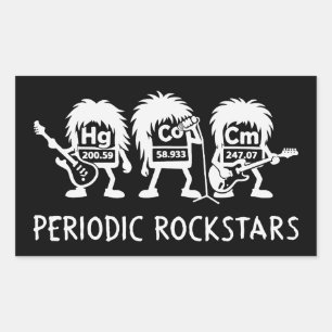 Periodic Rockstars Chemistry Humor Rectangular Sticker