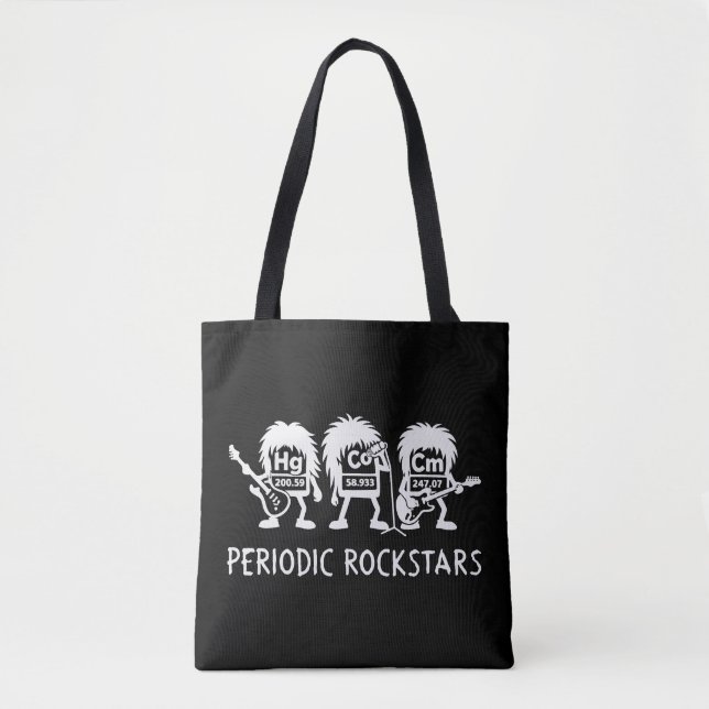 Periodic Rockstars Chemistry Humor Tote Bag (Front)