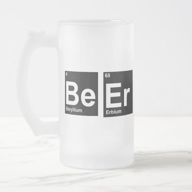 Periodic Sayings: Be Er Frosted Glass Beer Mug (Left)