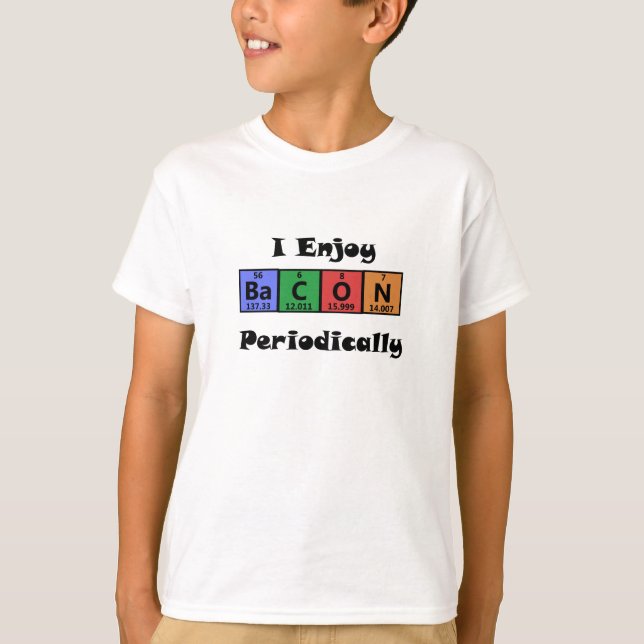 Periodic Table Bacon Science Chemistry Funny T-Shirt (Front)