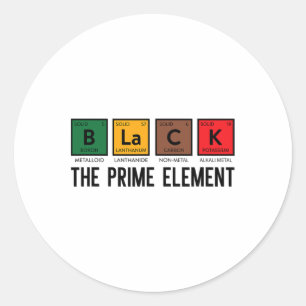 Periodic Table Black The Prime Element Black Histo Classic Round Sticker