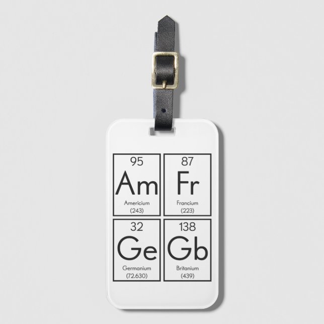 Periodic Table British Element Funny Luggage Tag (Front Vertical)