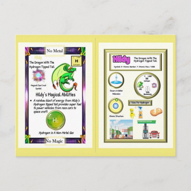 Periodic Table Dragon - Hydrogen Card (Front)