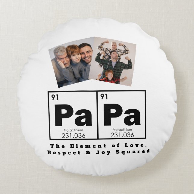 Periodic Table Element of PAPA, Gift for Dad Round Cushion (Front)