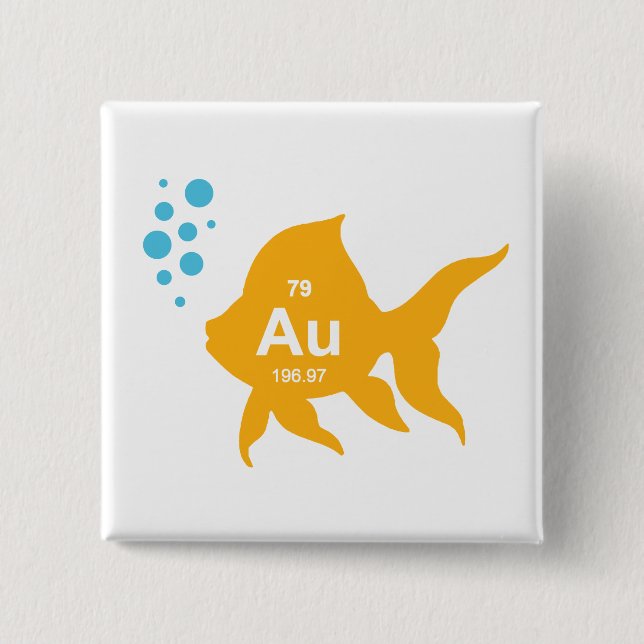 Periodic Table Elemental Gold Fish 15 Cm Square Badge (Front)