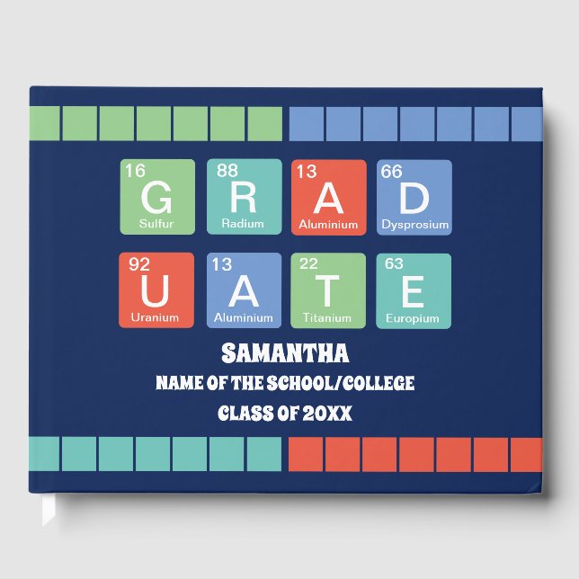 Periodic Table Elements Graduation Party  Guest Book (Front)