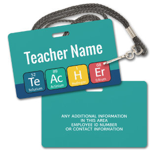 Periodic Table Elements Spelling Teacher ID Badge