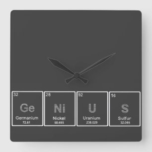 Periodic table GeNiUS square wall clock