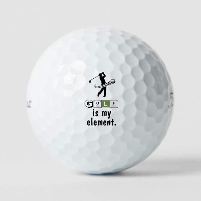 Periodic Table 'Golf Is My Element' Science Humour Golf Balls (Front)
