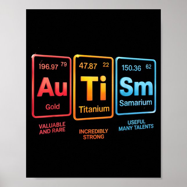 Periodic Table Inspired Autism Science Element Des Poster (Front)