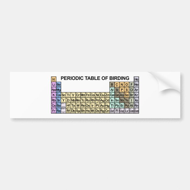 Periodic Table of Birding Bumper Sticker (Front)