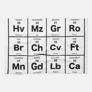 Periodic Table of Cheeses Tea Towel