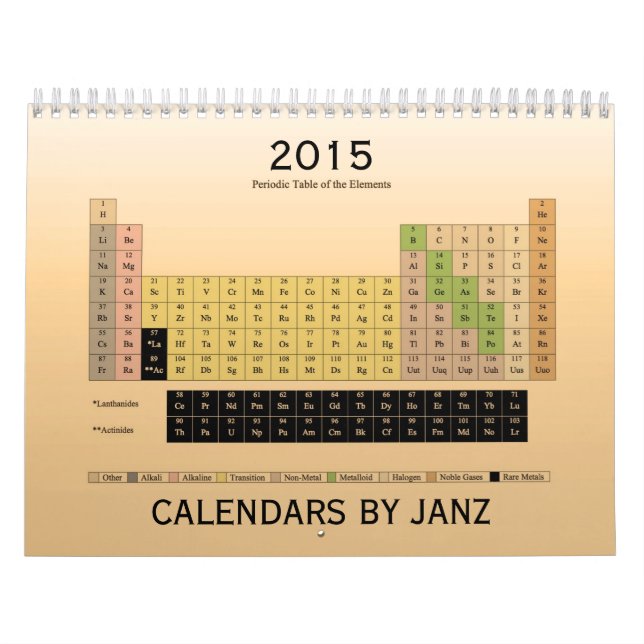 Periodic Table of Elements 2015 Calendar by Janz (Cover)