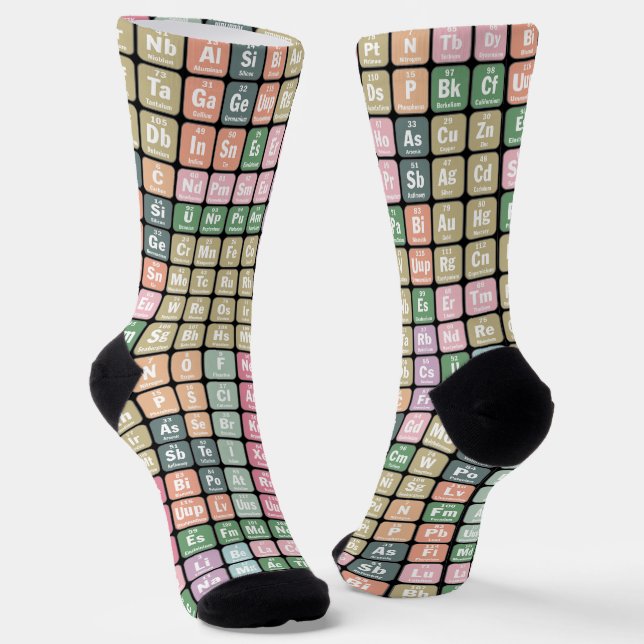 Periodic Table of Elements Pattern Socks (Angled)