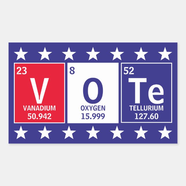 Periodic Table of Elements Spell Vote Rectangular Sticker (Front)