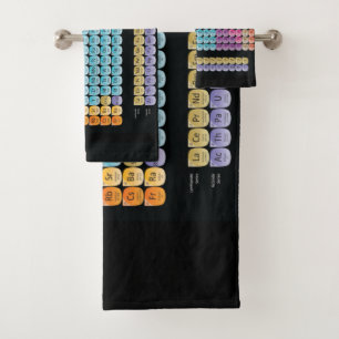 Periodic table of elements throw pillow bath towel set