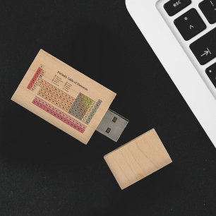 Periodic Table of Elements Wood Flash Drive