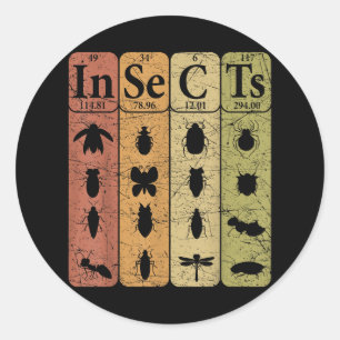 Periodic Table of Insects - Retro Entomologist Gif Classic Round Sticker